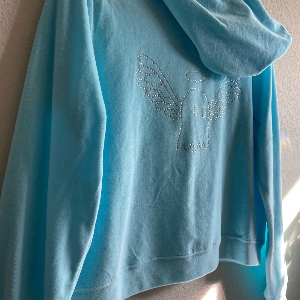 ✨RARE Lonely Ghost | Light Blue Y2K Rhinestone Velour Suit Jacket - Picture 12 of 16